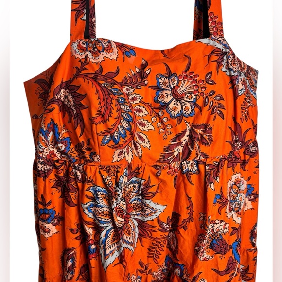 RHODE x Target Leafy Floral Print Tiered Midi Dress Orange Womens  XXL - Picture 5 of 11